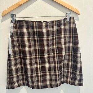 Aritzia Plaid Brown and Cream mini skirt